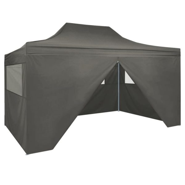 foldbart telt pop-up med 4 sidevægge 3 x 4,5 m antracitgrå